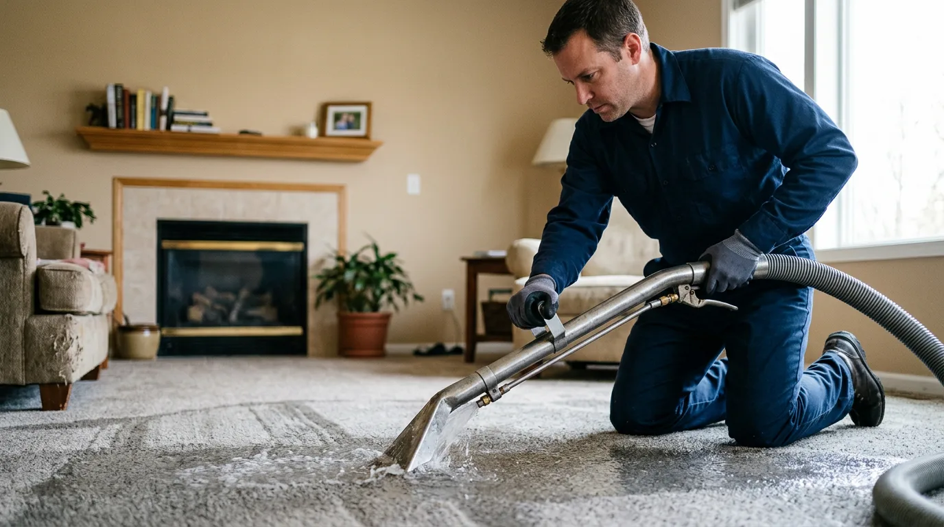 Water damage restoration technician working near Lakeside, CT
